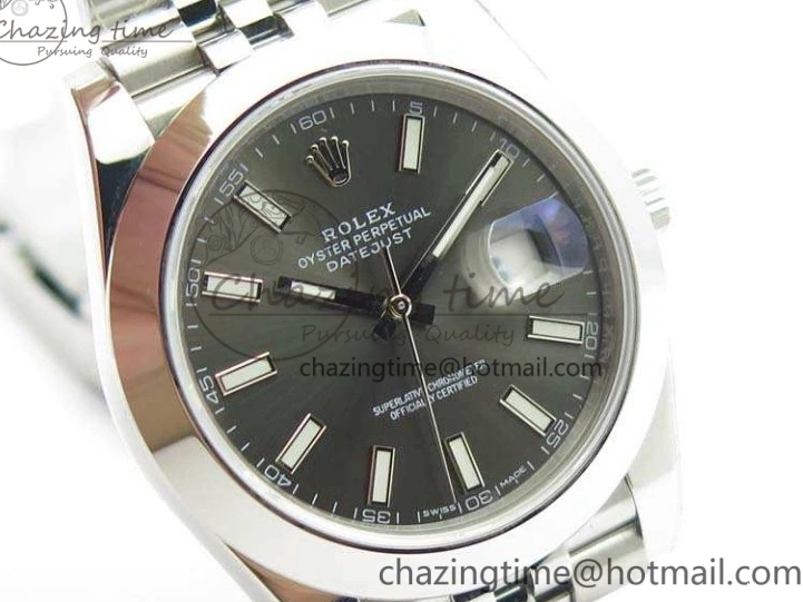 MiroTime 0701 DateJust Smooth Bezel SS Noob 1:1 Best Edition Gray Sticks Dial On Jubilee Bracelet A Packable 3505